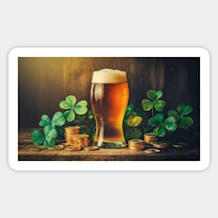 beer clover and gold Sticker